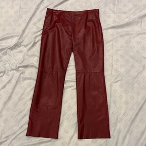 Theory Red Leather Pants